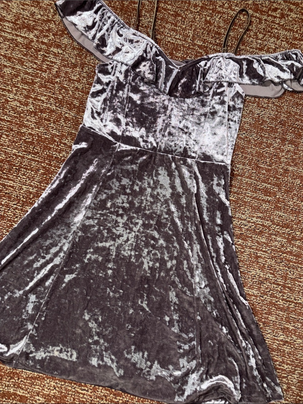 America Eagle dress crushed velvet metallic party dress ruffle sleeve mini dress